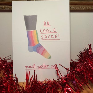 Grußkarte „Du coole Socke“ mit Umschlag | Geburtstagskarte | Geschenk | Mutmachkarte | Motivation