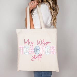 Customized Teacher Name Stuff Tote,Teacher Bag Gift, Tote For Teachers, Teacher Appreciation Gift, Gift For Teachers, Teacher Thank You Gift
