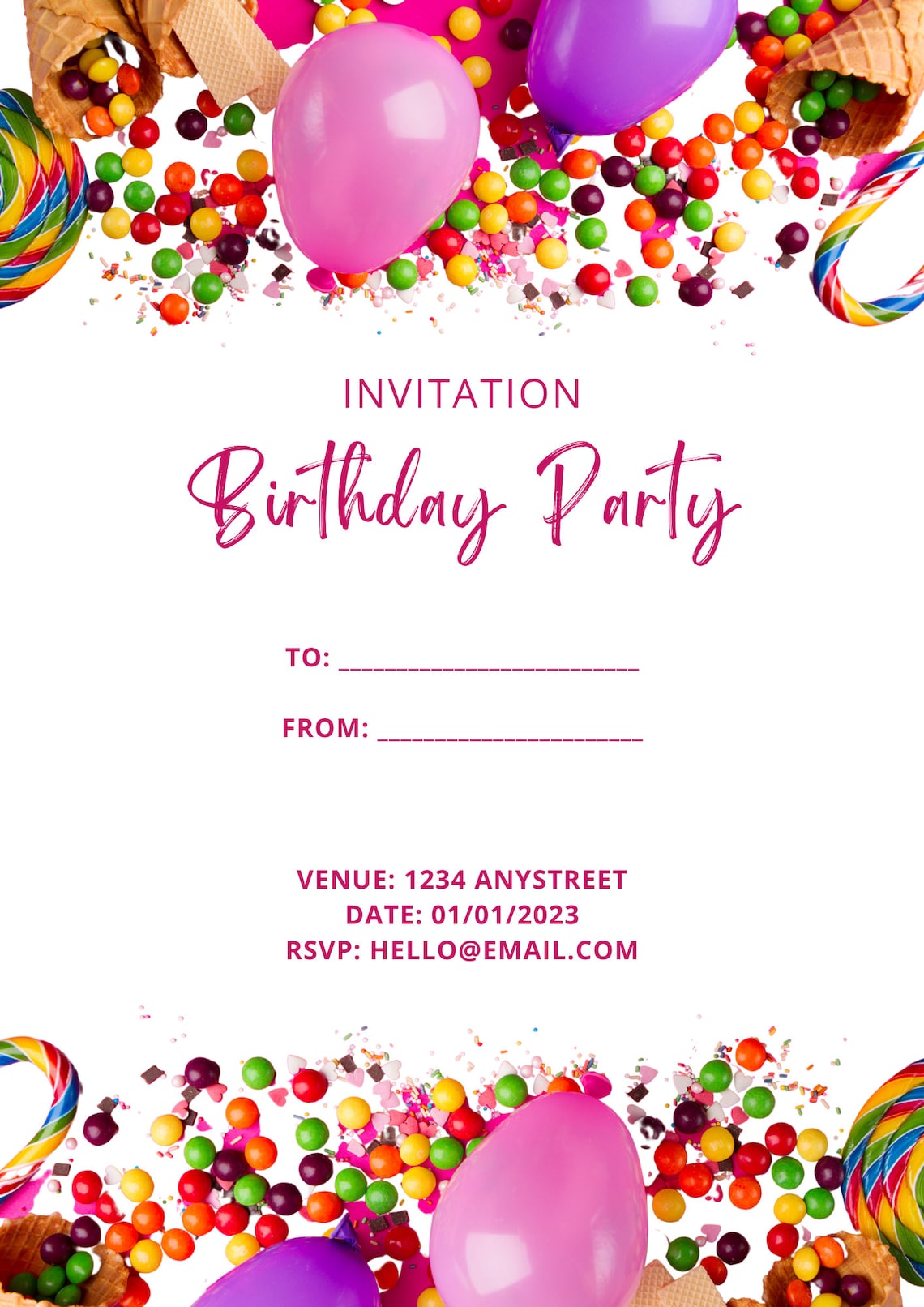 Party Invitation Template Birthday Party Invitation Canva Template