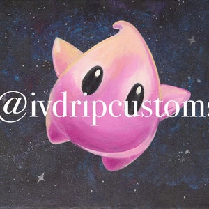 Pink Super Mario Galaxy Luma on Space Background Print