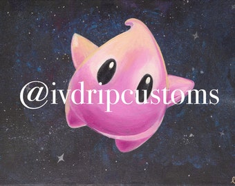 Pink Super Mario Galaxy Luma en Space Background Print