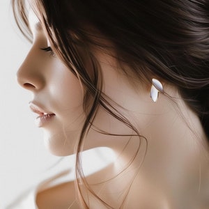 Tiny gold leaf stud earrings for wedding, Simple leaves stud earrings, Minimalist leaves stud earrings, Delicate leaf studs
