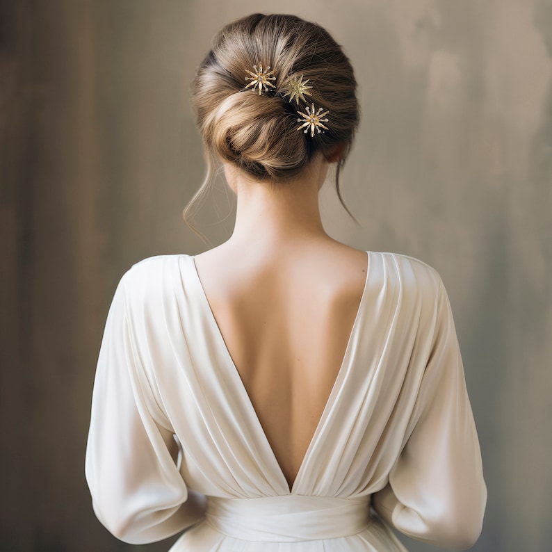 Bandeau de mariage céleste doré à étoiles