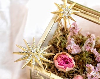 Casque de mariage céleste, accessoire de cheveux de constellation, épingle à cheveux d'étoile d'or, accessoires personnalisés de mariée ou de demoiselle d'honneur, étoile scintillante