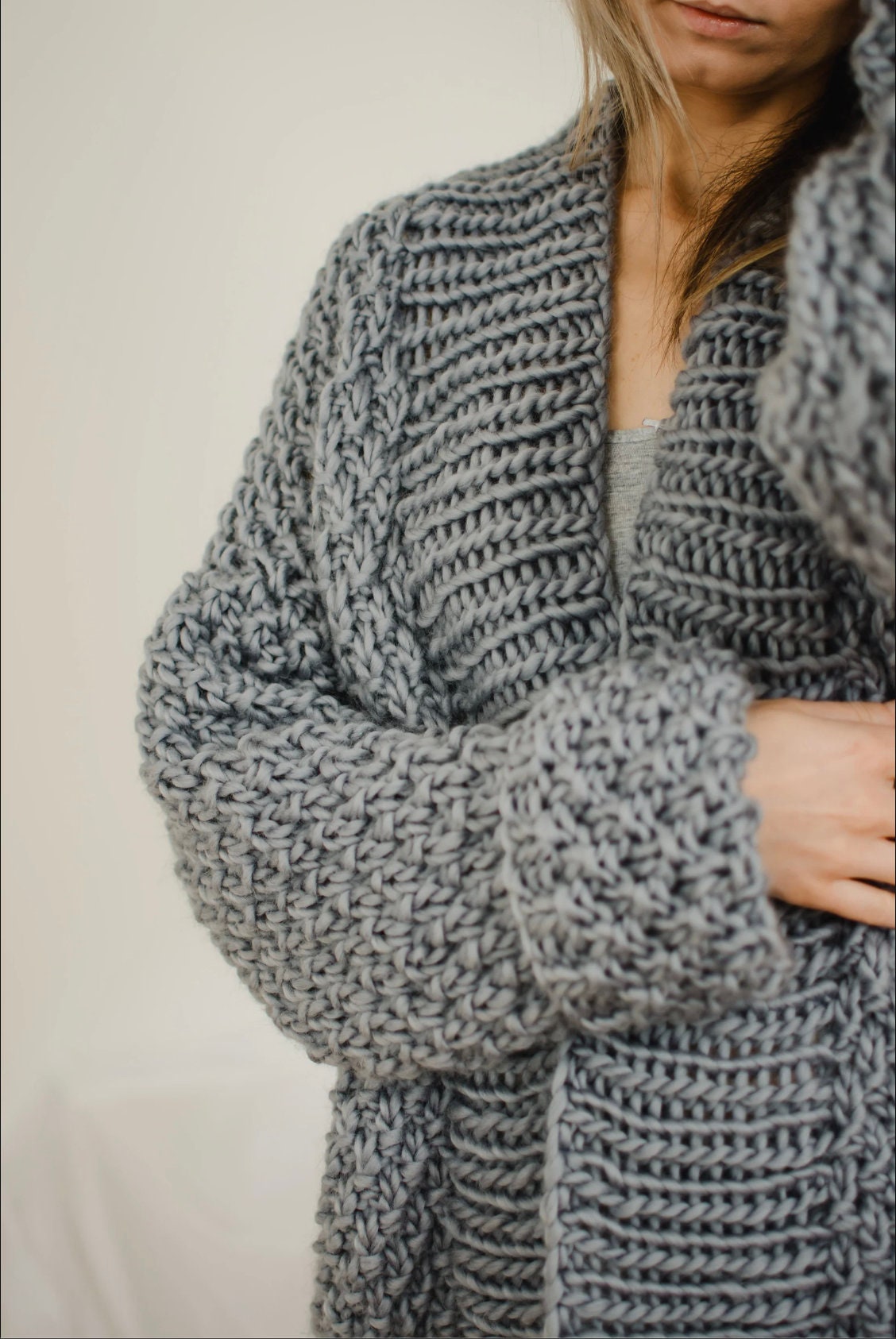 Grey Chunky Cardigan Etsy