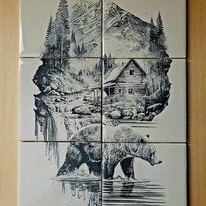 Engraved tile murals