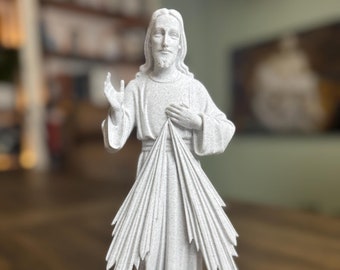 Divine Mercy Statue Home Decor Faith Based Art for Prayer Corner Divine Mercy Image of Jesus House Warming Gift Idea Godchild Gift Idea