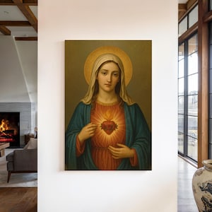 Immaculate Heart of Mary Wall Art Catholic Office Decor Prayer Corner Idea OCIA Gift Religious Home Blessing Housewarming Present