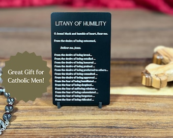Litany of humility Pocket Sized Prayer card Metal Laser Engraved Devotional Keepsake Catholic Men Daily Prayer Gift For Priest Or Seminarian