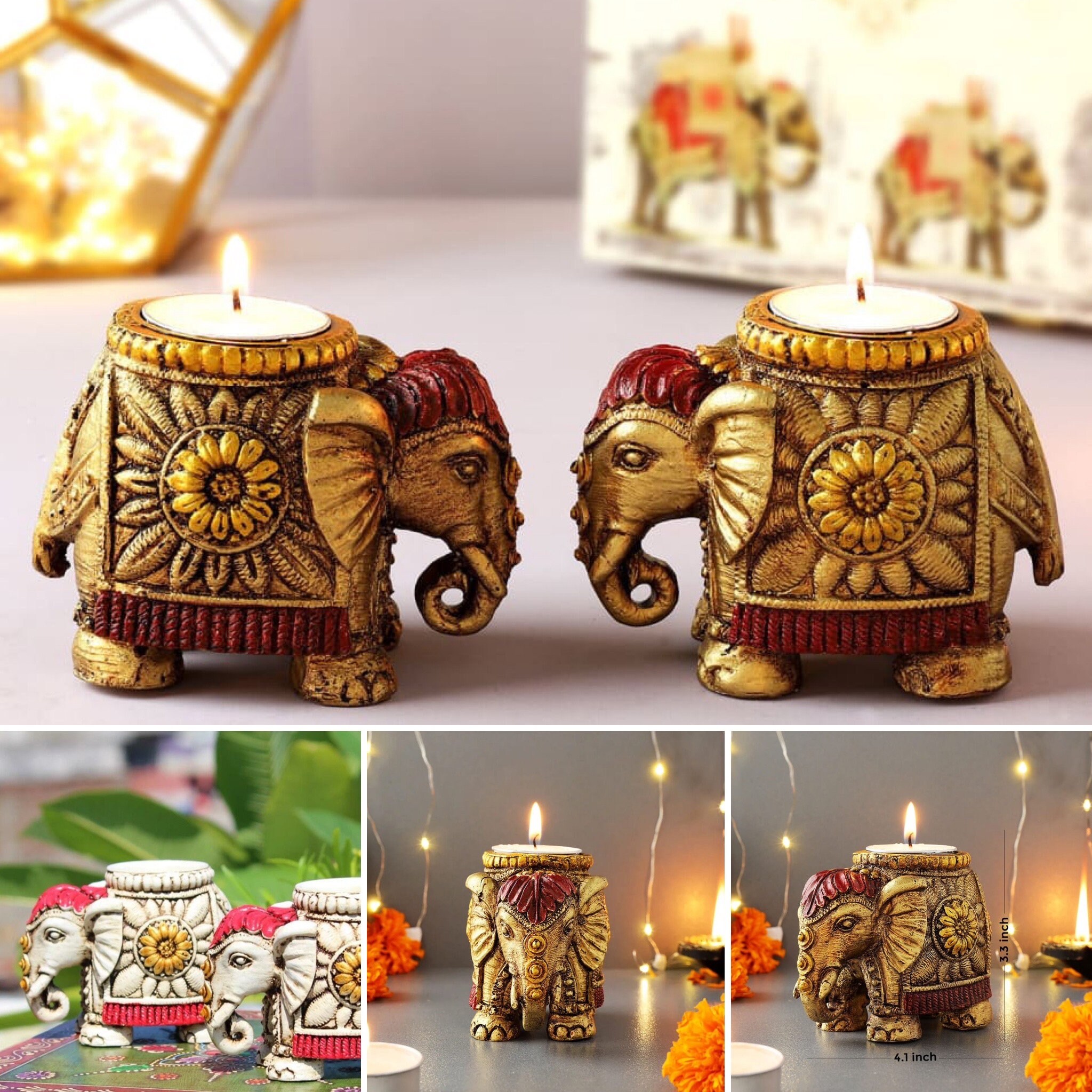Elephant Candle Holders (a Pair) | Home Decor | Handmade | Artisanal