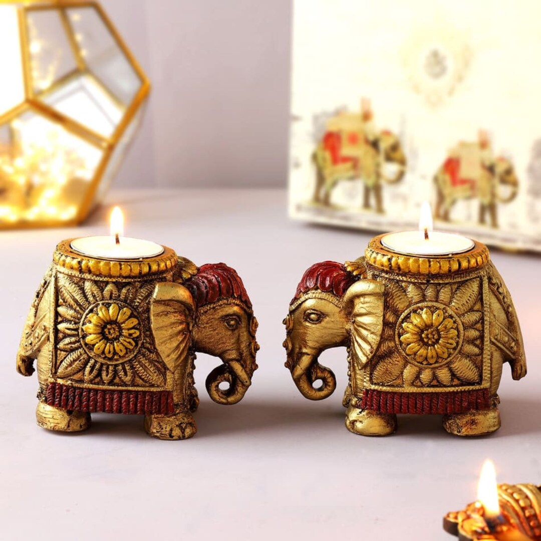 Elephant Candle Holders a Pair Home Decor Handmade Etsy