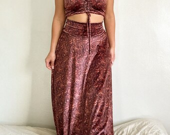 Vintage boho maxi  skirt , highwaistband long skirt , Paisley skirt