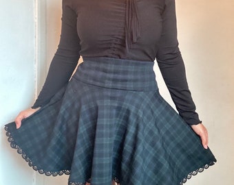 Skater skirt , highwaistband mini skirt , plaid skirt , tartan skirt