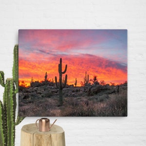 Arizona Desert Sunrise Sky On Fire Canvas Print Southwest Sunrise Wall Art American Southwest Home Gift