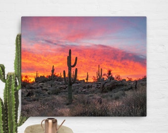 Arizona Desert Sunrise Sky On Fire Canvas Print Southwest Sunrise Wall Art American Southwest Home Gift