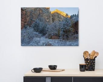 Sedona AZ Oak Creek Canyon Canvas Print Sedona With Snow Wall Art West Fork Trail Print Gift