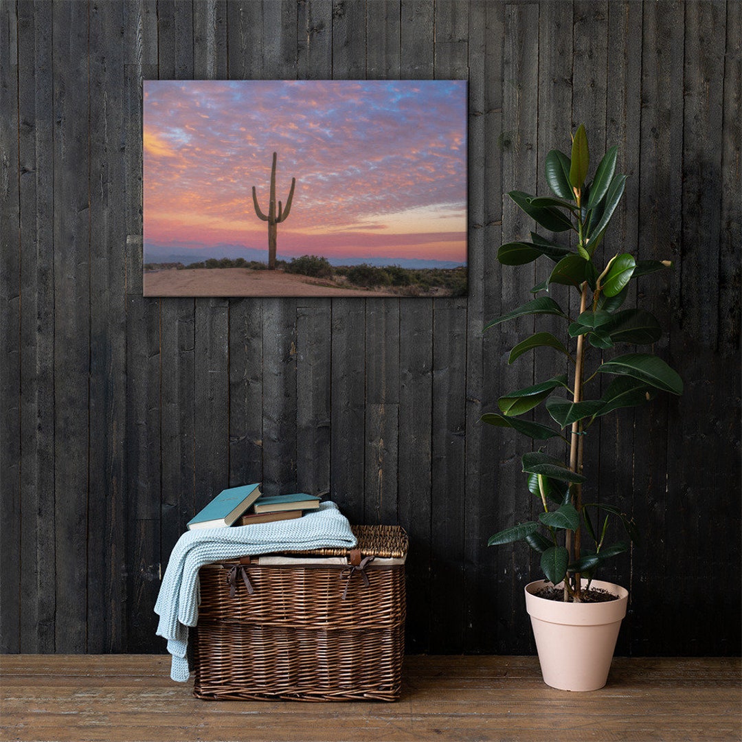 Saguaro Cactus Arizona Sunset Landscape Canvas Print Cactus Wall Art ...