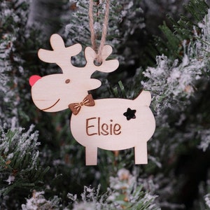 Personalised Wooden Christmas decoration in the shape of Reindeer