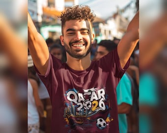 Qatar 2026 FIFA World Cup T-shirt | Qatarsk fotbollsfangåva | Fotbollströja | Unisex