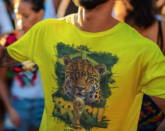 Brasilien 2026 FIFA World Cup T-shirt | Seleção Fotboll Fanpresent | Brasilien Fotbollströja | Unisex T-shirt med grafik