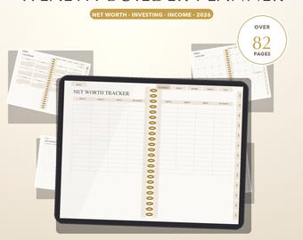 Digital Planner With Finance Tracker 2026, Wealth Planner GoodNotes iPad, Net Worth Investment Portfolio Income Tracker, Instant Download