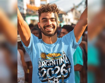 Argentina 2026 FIFA World Cup T-shirt | Messi-fanpresent | Albiceleste fotbollströja | Unisex