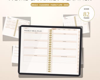 Meal Planner Digital 2026, Home and Family Planner GoodNotes iPad, Cleaning Schedule Chore Chart Family Calendar, Instant Download