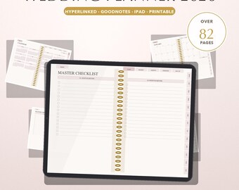Wedding Planner Template 2026, Hyperlinked Digital Wedding Binder GoodNotes iPad, Budget Guest List Vendor Tracker, Instant Download