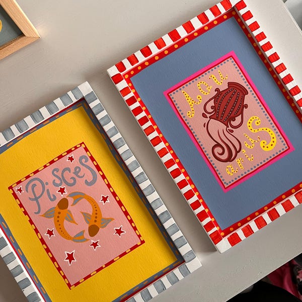 Dierenriem kunst aan de muur | Vissen astrologie print | A5 A4 A3 | Gepersonaliseerd kleurrijk cadeau