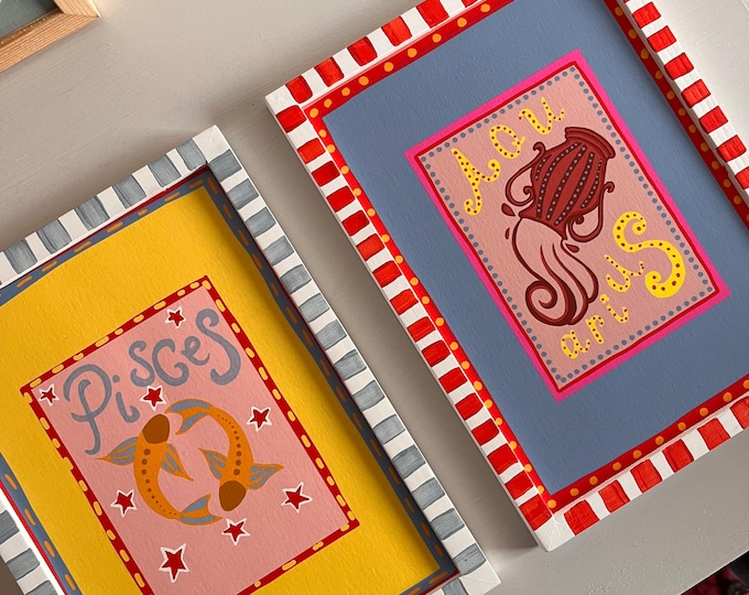 Zodiac Wall Art | Pisces Astrology Print | A5 A4 A3 | Personalized Colourful Gift