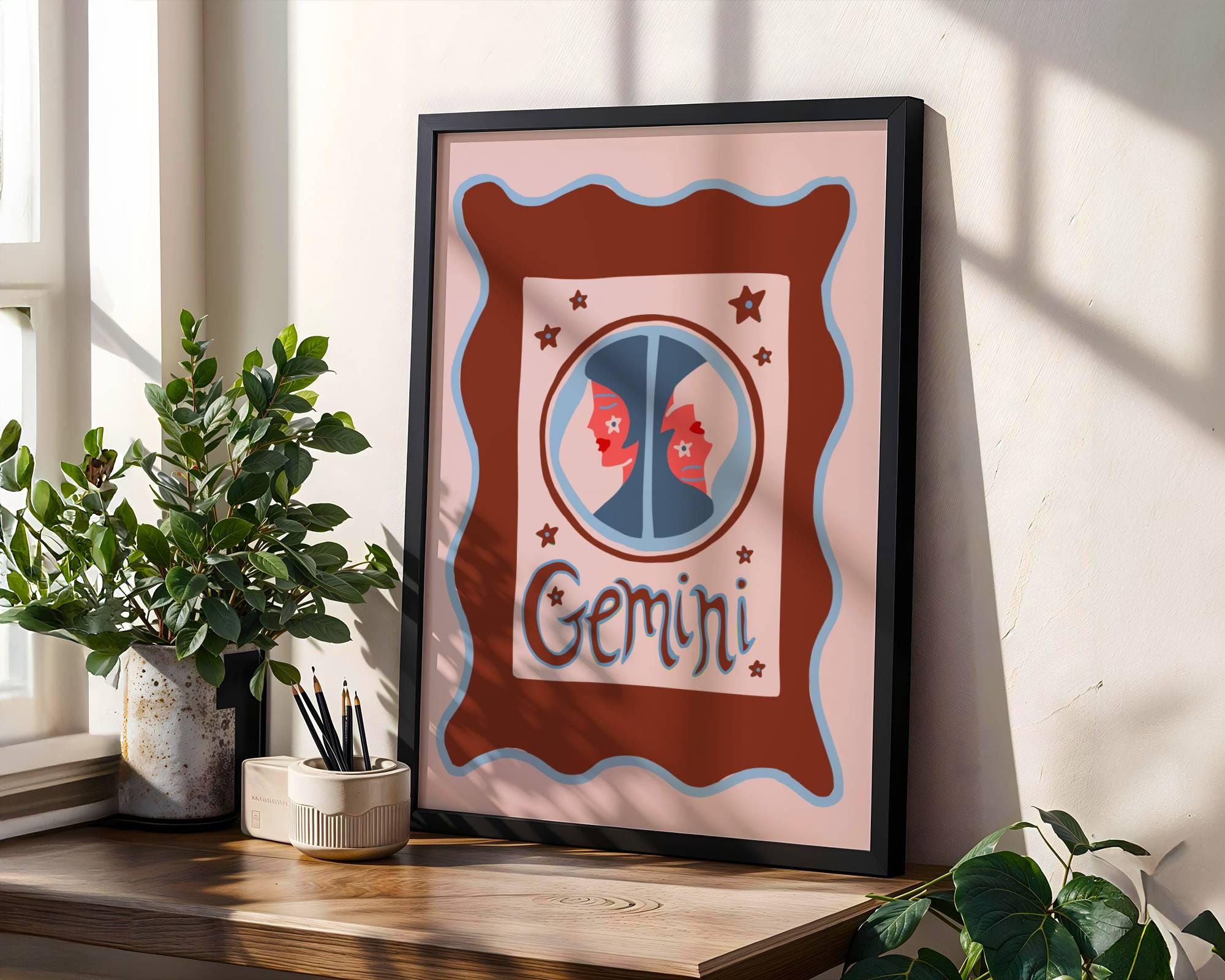 Zodiac Wall Art | Gemini Astrology Print | A5 A4 A3 | Personalized Gift ...