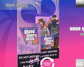 Letrero para puerta inspirado en GTA VI, "No molestar" (impresión UV).
