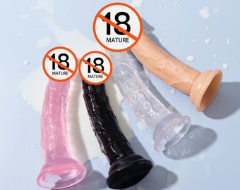 4 Colors Clear Small Dildo Fantasy Dildo Anal Plug Silicone Dildos Transparent Jelly Dick Adult Sex Toys Dildoes for Women Men BDSM, Mature