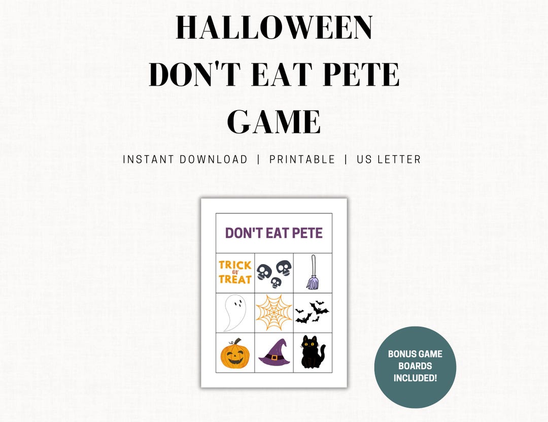 Fun Halloween Printable Game Halloween Don't Eat Pete Fall Party ...