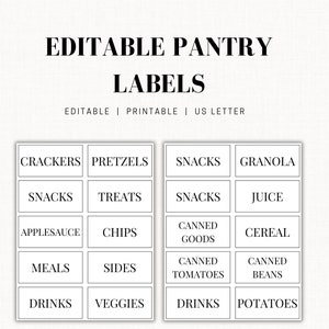 Pantry Labels | Customizable | DIY | Instant Download | US Letter Size | Printable