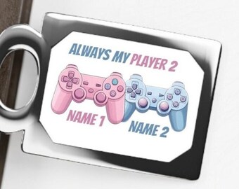 Video Game Key Chain - Always My Player 2 Custom Controller Key Ring - Boyfriend Valentines Day Gift - Anniversary Wedding - Nerdy Boyfriend