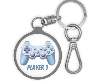 Player 1 Gamer Keychain  - Key Ring Personalized - Boyfriend Valentine Day Gift - Gift for Nerd - Best Friend Gift - Wedding Anniversary