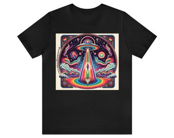 Society6 ケース WELCOME TO UTOPIA Bold Rainbow Multicolor Ab Rainbow Galaxy T-shirt - Unisex Jersey Short Sleeve - Kesha
