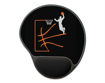 Basketball Mouse Pad - Gaming Mouse Pad With Wrist Rest - Memory Foam - PC Gamer - Gift for Coach or Player - Customizable