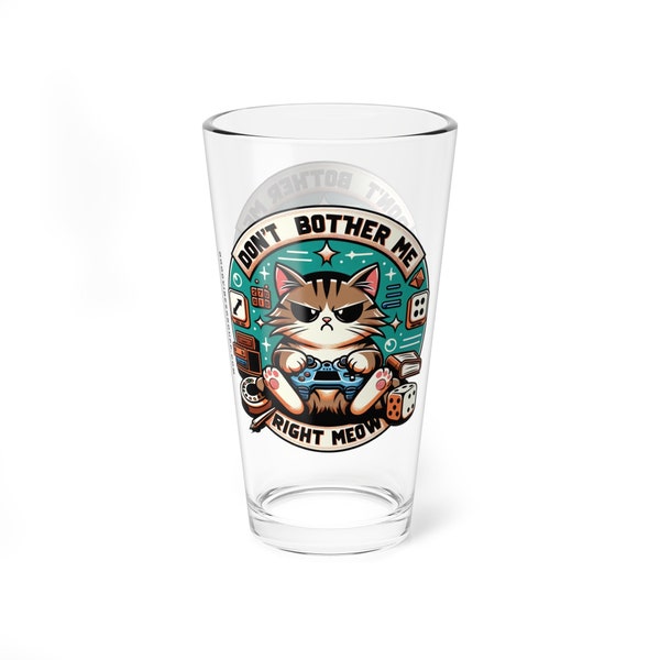 Gamers Delight Glass - Barware and Drinkware for Hot, Cold Beverages - Beer Glass, Pint Glasses - Gaming Grumpy Cat - Customize for FREE!