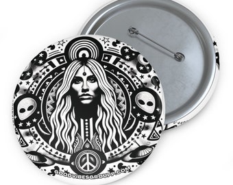 Moon Child Pin Button - Kesha Rainbow Inspired - Good Vibes - Peace Stars Hearts - Body Positivity & Rainbow Love Series - Space Aliens