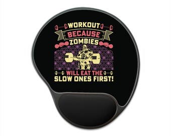Workout Zombies Mouse Pad - Cardio - Gym  Mouse Pad With Wrist Rest - Memory Foam - Gift for Coach - Customizable