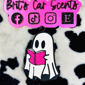 ghost with book car freshie