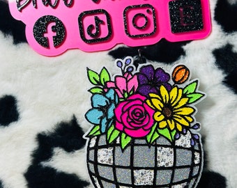 disco ball flowers car freshie