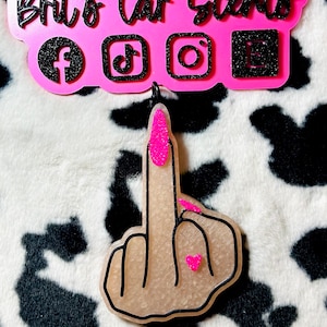 ladies middle finger car freshie