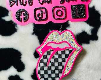 checkered tongue car freshie