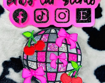cherries & bows disco ball car freshie