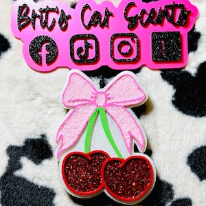 cherries with bow car freshie