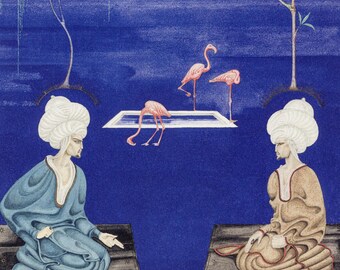 Kay Nielsen Arabian Nights illustration . The tale of Nur Al Din Ali and his son Fine art museum print and canvas wall art