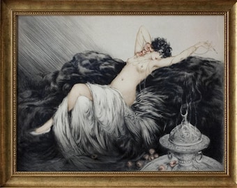 Louis Icart Smoke, Fumee vintage illustration Museum Matte print and canvas reproduction wall art
